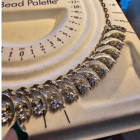 Vintage ART Rhinestone Hook Necklace 16" RARE - Picture 6 of 7